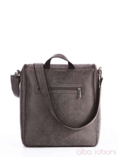 Модна сумка з вышивкою, модель 162826 сірий. Зображення товару, вид ззаду.