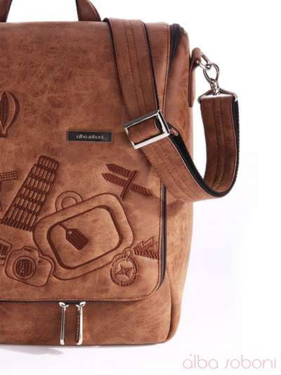 Брендова сумка з вышивкою, модель 162827 коричневий. Зображення товару, вид додатковий.