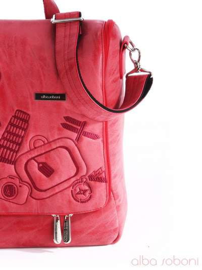 Брендова сумка з вышивкою, модель 162829 червоний. Зображення товару, вид додатковий.
