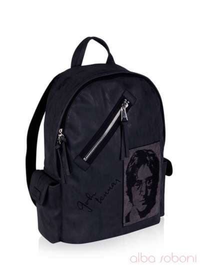 Молодіжний рюкзак - unisex з вышивкою, модель 161714 чорний. Зображення товару, вид збоку.