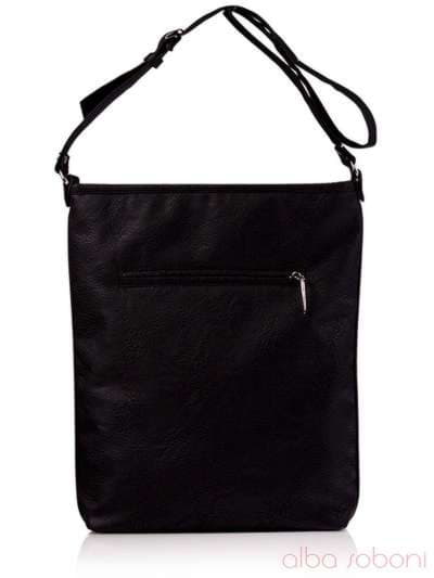 Брендова сумка з вышивкою, модель 130396 чорний. Зображення товару, вид ззаду.