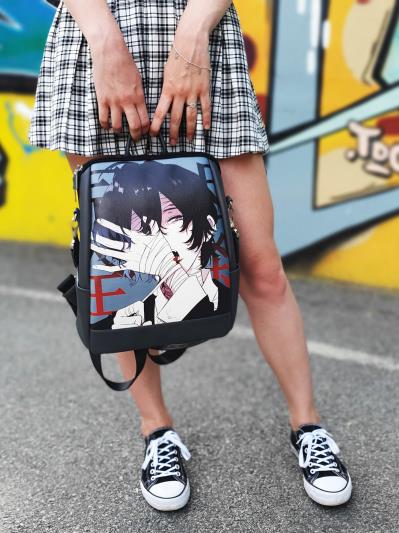 Молодіжний рюкзак з прінтом з манги Бродячі пси alba soboni 211526 колір темно-сірий. Фото - 4
