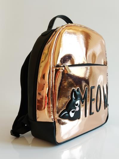 Рюкзак до школи для дівчинки з котом Мяу alba soboni 211502 колір золото. Фото - 2