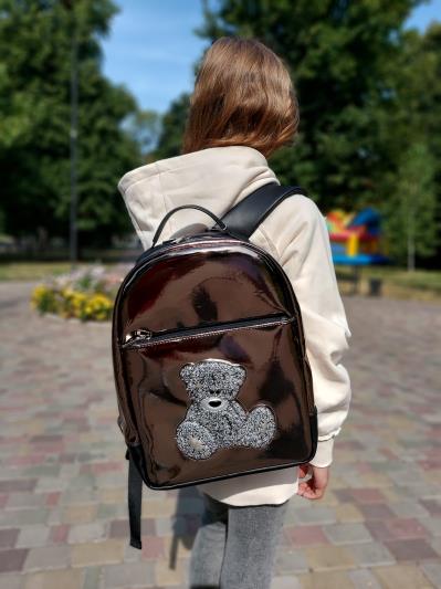 Рюкзак шкільний для дівчинки мишка Teddy alba soboni 211503 колір бронза . Фото - 1