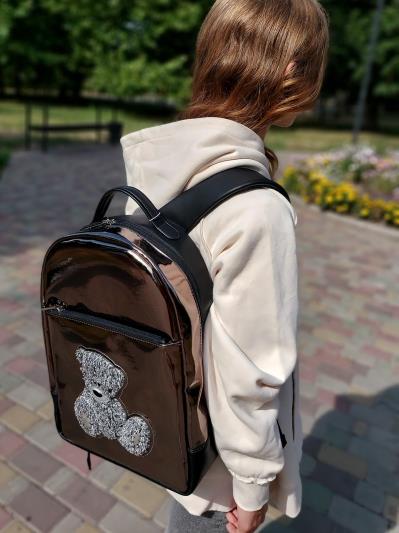 Рюкзак шкільний для дівчинки мишка Teddy alba soboni 211503 колір бронза . Фото - 2