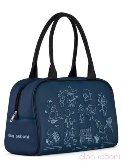 Шкільна сумка з вышивкою, модель 110027 синій. Зображення товару, вид збоку.