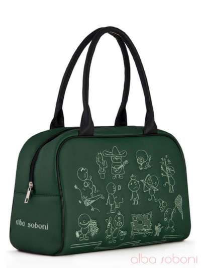 Шкільна сумка з вышивкою, модель 110027 зелений. Зображення товару, вид збоку.