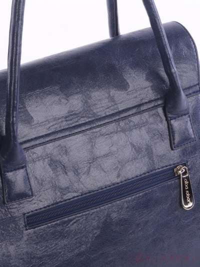 Брендова сумка-портфель з вышивкою, модель 160130 синій. Зображення товару, вид ззаду.