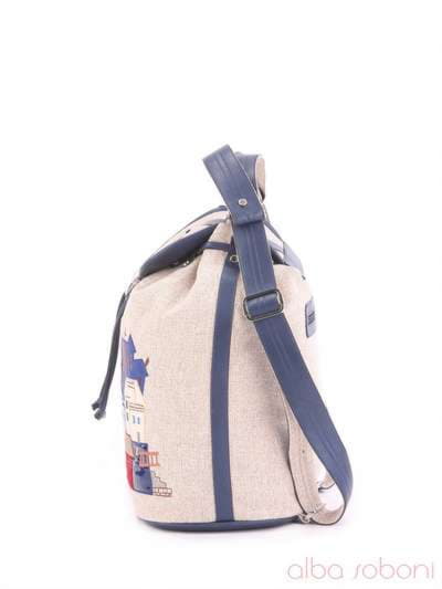 Літня сумка - рюкзак з вышивкою, модель 160111 льон бежевий. Зображення товару, вид ззаду.