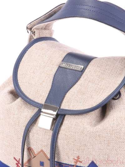 Літня сумка - рюкзак з вышивкою, модель 160111 льон бежевий. Зображення товару, вид додатковий.