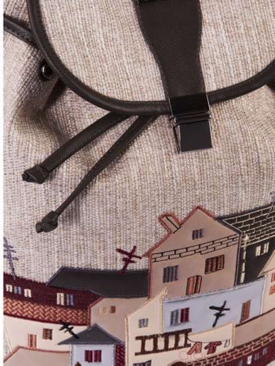 Літня сумка - рюкзак з вышивкою, модель 160114 льон бежевий. Зображення товару, вид додатковий.
