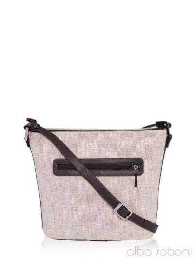 Брендова сумочка з вышивкою, модель 160104 льон бежевий. Зображення товару, вид ззаду.