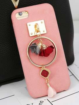 Стильний брелок-підвіска на телефон з червоним каменем золото. Зображення товару, вид 2