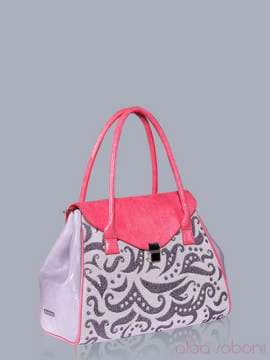Молодіжна сумка з вышивкою, модель 150861 корал-сірий. Зображення товару, вид збоку.