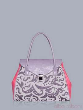 Літня сумка з вышивкою, модель 150861 сірий-корал. Зображення товару, вид спереду.