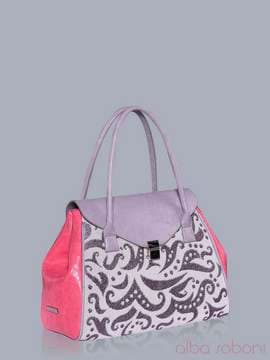 Літня сумка з вышивкою, модель 150861 сірий-корал. Зображення товару, вид збоку.