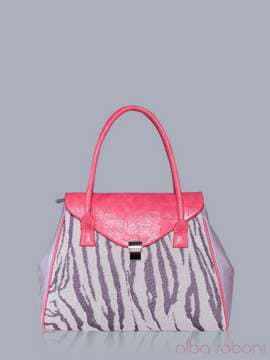 Модна сумка з вышивкою, модель 150862 корал-сірий. Зображення товару, вид спереду.