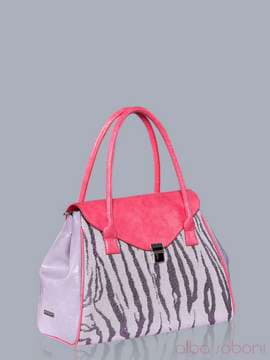 Модна сумка з вышивкою, модель 150862 корал-сірий. Зображення товару, вид збоку.