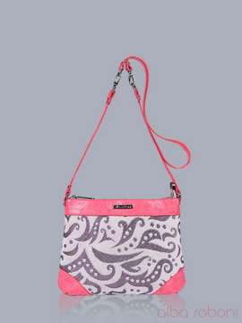 Літня сумка з вышивкою, модель 150871 сірий-корал. Зображення товару, вид спереду.