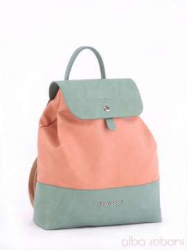 Жіночий рюкзак, модель 160032 персиковий-зелений. Зображення товару, вид збоку.