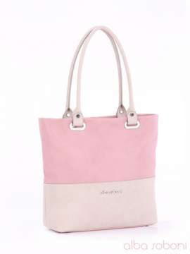 Брендова сумка, модель 160020 рожевий-сірий. Зображення товару, вид спереду.