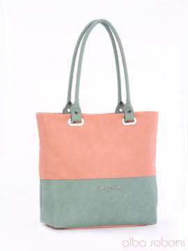 Модна сумка, модель 160022 персиковий-зелений. Зображення товару, вид спереду.