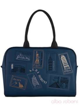 Молодіжна сумка з вышивкою, модель 120760 синій. Зображення товару, вид спереду.