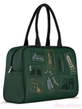 Брендова сумка з вышивкою, модель 120760 зелений. Зображення товару, вид збоку.