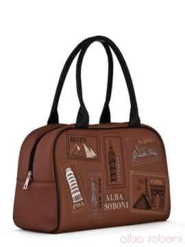 Шкільна сумка з вышивкою, модель 120770 коричневий. Зображення товару, вид збоку.