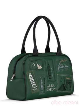 Брендова сумка з вышивкою, модель 120770 зелений. Зображення товару, вид збоку.