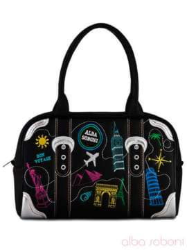 Шкільна сумка з вышивкою, модель 120771 чорний. Зображення товару, вид спереду.