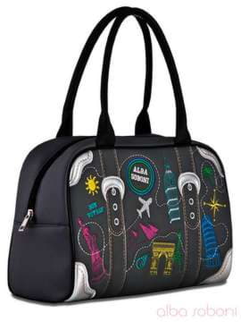 Шкільна сумка з вышивкою, модель 120771 сірий. Зображення товару, вид збоку.