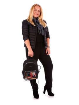 Стильний рюкзак з вышивкою, модель 172415 чорний. Зображення товару, вид збоку.