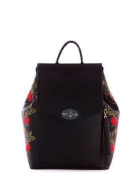 Модний рюкзак з вышивкою, модель 172582 чорний. Зображення товару, вид спереду.