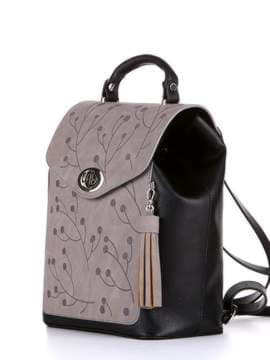 Стильний рюкзак з вышивкою, модель 172738 чорний. Зображення товару, вид збоку.