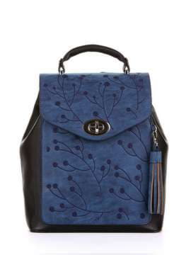 Жіночий рюкзак з вышивкою, модель 172739 чорний. Зображення товару, вид спереду.