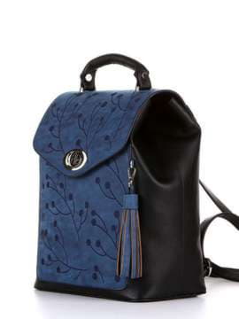 Жіночий рюкзак з вышивкою, модель 172739 чорний. Зображення товару, вид збоку.