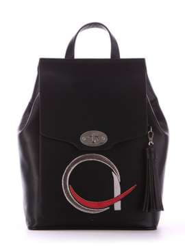 Модний рюкзак з вышивкою, модель 172948 чорний. Зображення товару, вид спереду.