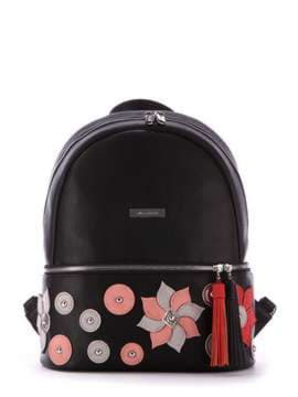 Стильний рюкзак з вышивкою, модель 172966 чорний. Зображення товару, вид спереду.