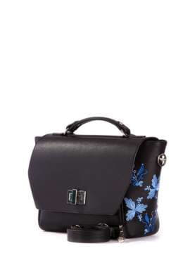 Молодіжна сумка-портфель з вышивкою, модель 172573 чорний. Зображення товару, вид спереду.