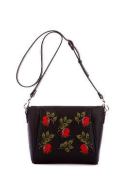 Брендова сумка маленька з вышивкою, модель 172592 чорний. Зображення товару, вид спереду.