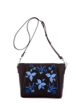 Модна сумка маленька з вышивкою, модель 172593 чорний. Зображення товару, вид спереду.