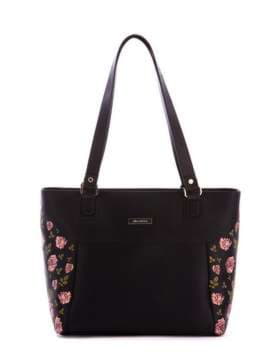 Стильна сумка з вышивкою, модель 172561 чорний. Зображення товару, вид спереду.