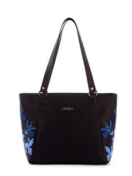 Модна сумка з вышивкою, модель 172563 чорний. Зображення товару, вид спереду.