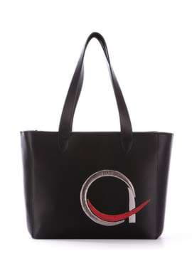Модна сумка з вышивкою, модель 172938 чорний. Зображення товару, вид спереду.