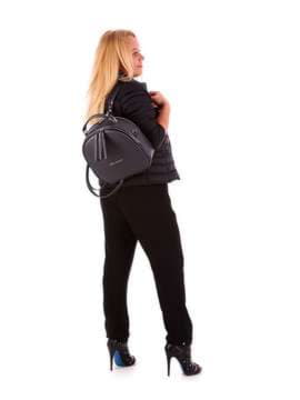 Жіноча сумка - рюкзак, модель 172952 графіт. Зображення товару, вид збоку.
