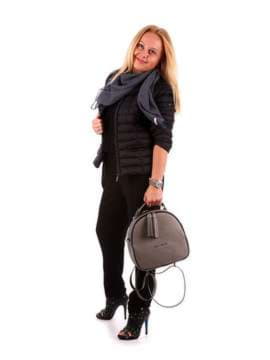 Модна сумка - рюкзак, модель 172953 сірий. Зображення товару, вид збоку.