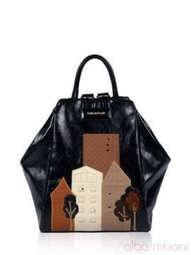 Шкільний рюкзак з вышивкою, модель 141651 чорний. Зображення товару, вид спереду.