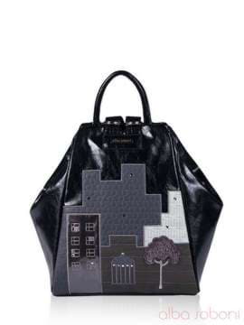 Шкільний рюкзак з вышивкою, модель 141652 чорний. Зображення товару, вид спереду.