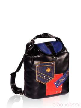 Жіночий рюкзак з вышивкою, модель 151462 чорний. Зображення товару, вид збоку.